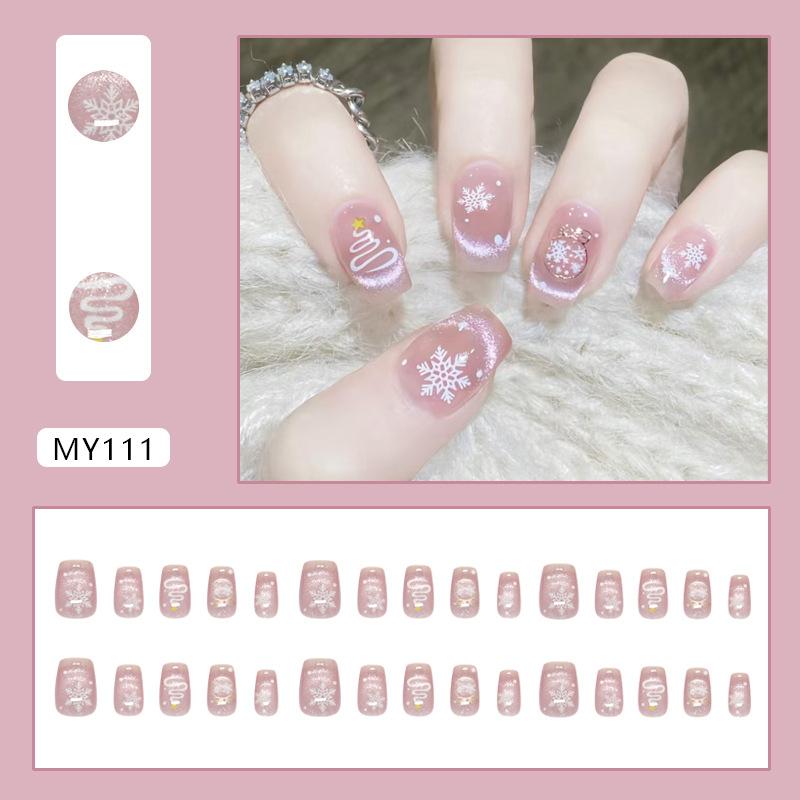 Christmas snowflake atmosphere star cat eye girl fashion versatile autumn and winter manicure removable 30 pieces