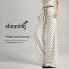 Women's Relaxed Fit High-Waisted Polka Dot Wide-Leg Pants