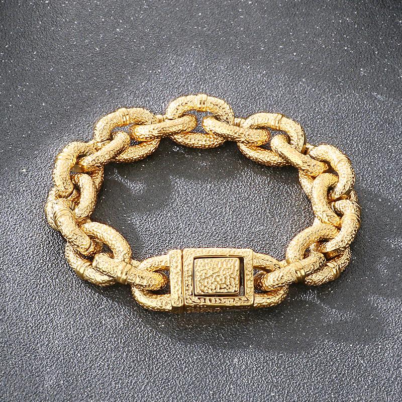 Vintage Stainless Steel Chunky Link Bracelet‘s for Men 16mm Wide Large Chain Party Jewelry Personalized Gift Alien Stage