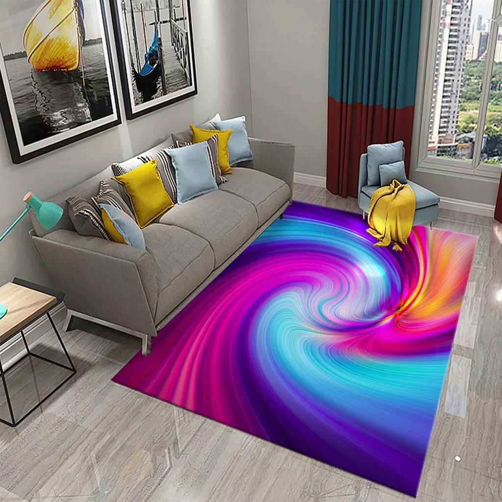 Bunte Flüssigkeitswirbel Teppich Psychedelisches Vertigo Thema Teppiche für Wohnzimmer Schlafzimmer Teppiche Badezimmer Eingangstürmatte Heimdekor