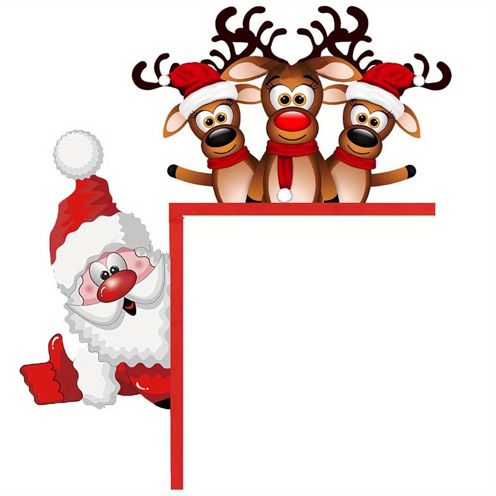 1pc Santa and Reindeer Christmas Door Corner Sign Sculpture for Living Room, Bedroom Office and Outdoor Indoor Decoration