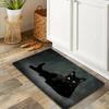 VIKAMA Black Cat Carpet Gray Stain-Resistant Kitchen Rug Doormat Welcome Mat Soft Rug For Bedroom Carpet For Live Room Home Deco