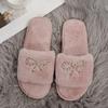 Lovely Fashion Slippers Female Slides Daily Flat Low Heels Shoes Woman Bright Diamond Butterfly-knot Winter Shoes Plus Size