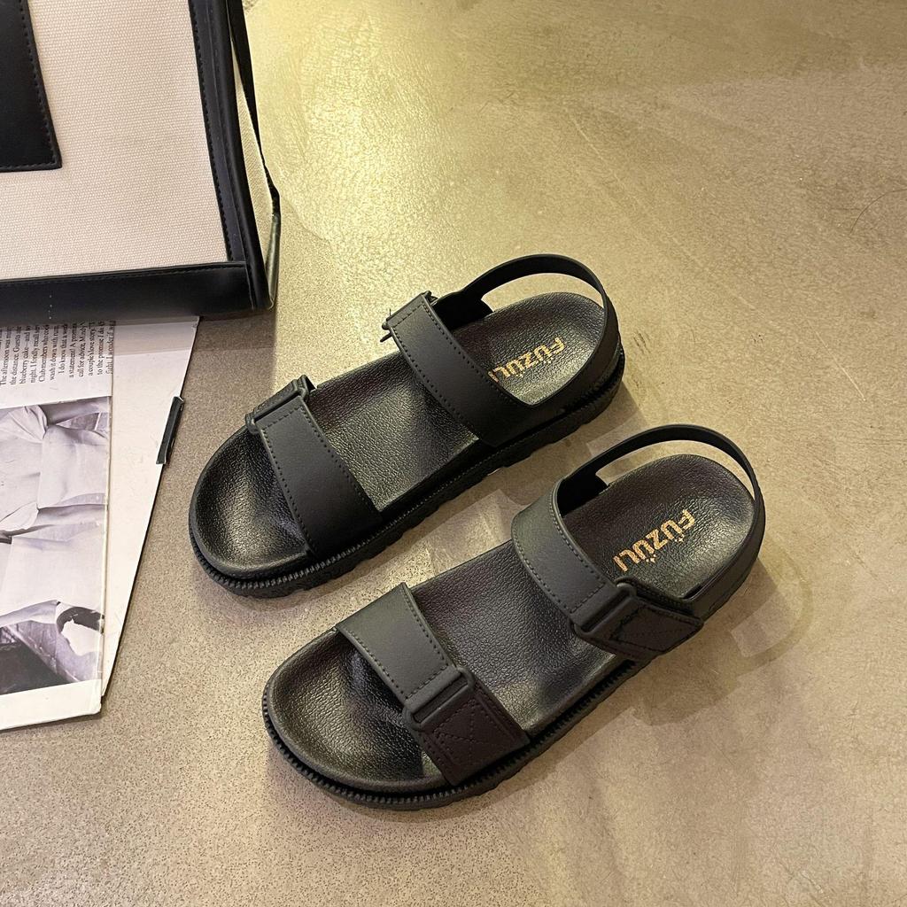 2024 Damen Sandalen im koreanischen Stil mit flachem Klettverschluss - Bequem, trendig römisches Ein-Riemen-Design für den Sommer