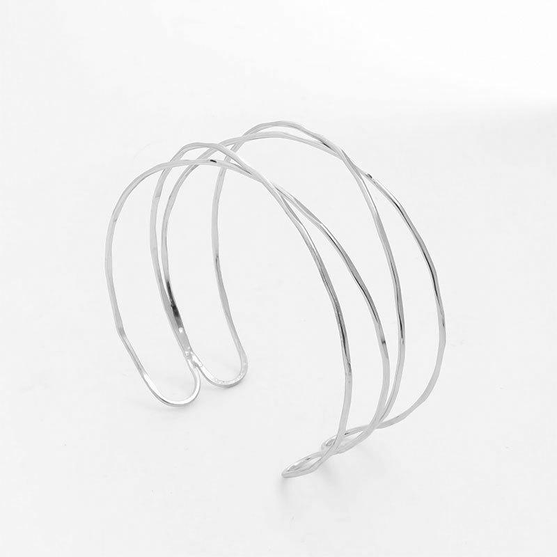 Trendy Exaggeration Hollowed-out Multiple Layers Cross Personalized Arm Ring Adjustable Opening Bangles for Women Ewellery Gifts