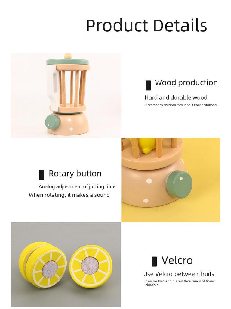 Kids Wooden Fruit Juicer Role Play Toy - Enhances Hand-Eye Coordination Through Fruit Cutting Simulation