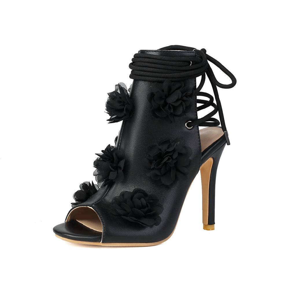 Comfortable Women Sandals Beginner Heels for Dance Soft Sole Super Cute Pointed Toe Shoes Stylish Ankle Strappy Flowers Decor