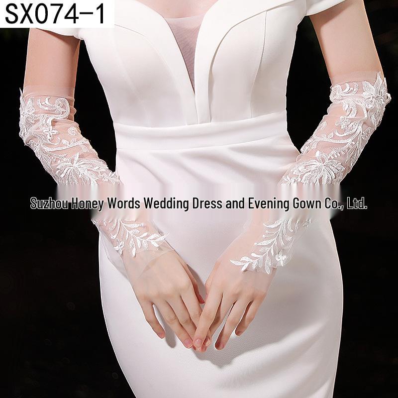 Elegant Pearl Bow Wedding Gloves - French Aesthetic for Bridal Portrait Styling