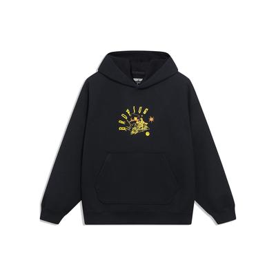 Li Ning Anti-Five Series Bedrucktes Buchstaben Kapuzenpullover Unisex Sweatshirt Schwarz AWDT093-4