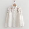 Spring Double Layer Yarn Embroidery Small Flower Bottom Shirt Blouse