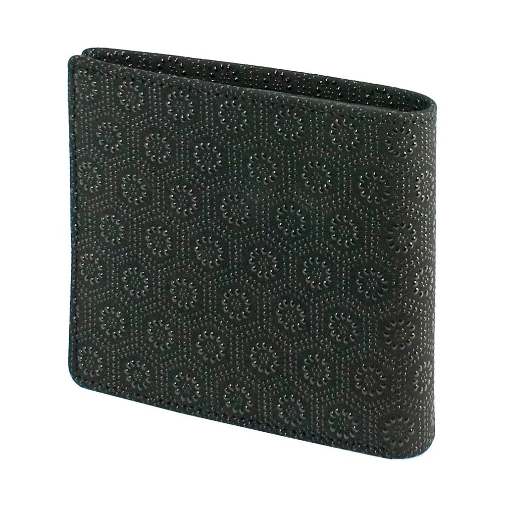 Inden Bifold Wallet Bill C Thin Deerskin Black x Black Lacquer Tortoiseshell Pattern [Indenya] 2003-01-003