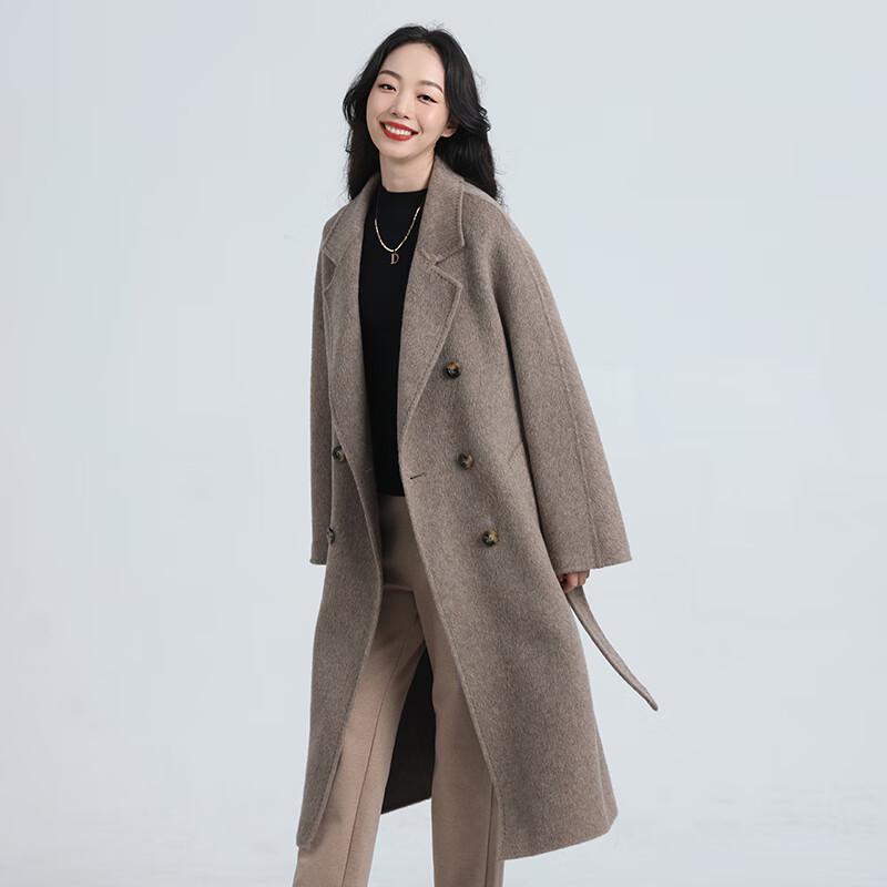 Yiliteng Women's Double-faced Pure Wool Lapel Coat