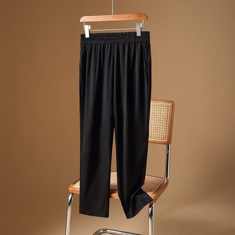 

Ice Silk High-Waisted Elastic Cropped Pants for Middle-Aged and Elderly Women 5XL (for 145-160 jin)