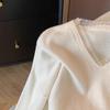 Lace splicing white neck knitted sweater women's autumn and winter new gentle and thin high-end sweater