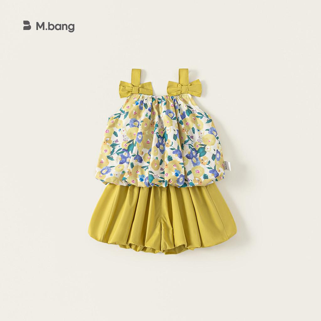 

Милый цветочный узор, дизайн с лямками-бантами на плечах, детский летний топ и шорты 140CM жёлтый