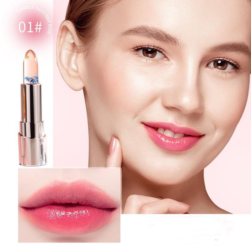 MERCILEN Flower Crystal Clear Essential Oil Temperature Changing Lip Balm Moisturizing Jelly Lip Balm Non-Stick Cup Color Changing Lipstick