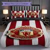 Manchester Emblem Stripes Three-piece Set (1 * Duvet Cover + 2 * Pillowcase, Without Core) 2D Flat Christmas Birthday Gift Soft and Comfortable