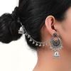 Retro Cross Diamond-Studded Tassel Flower Earrings - Bohemian Ethnic Light Luxury Indian Ear Chain