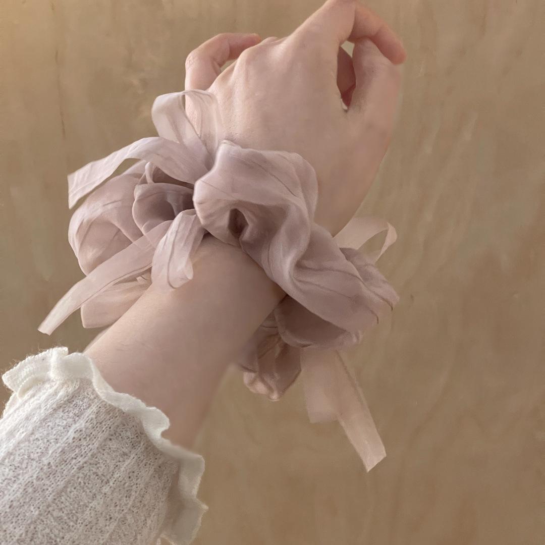 

Balletcore Scrunchies for Girls Pastel Tulle Bow Hair Ties Korean Style Gentle Hair Accessories for Women Low Saturation розовый