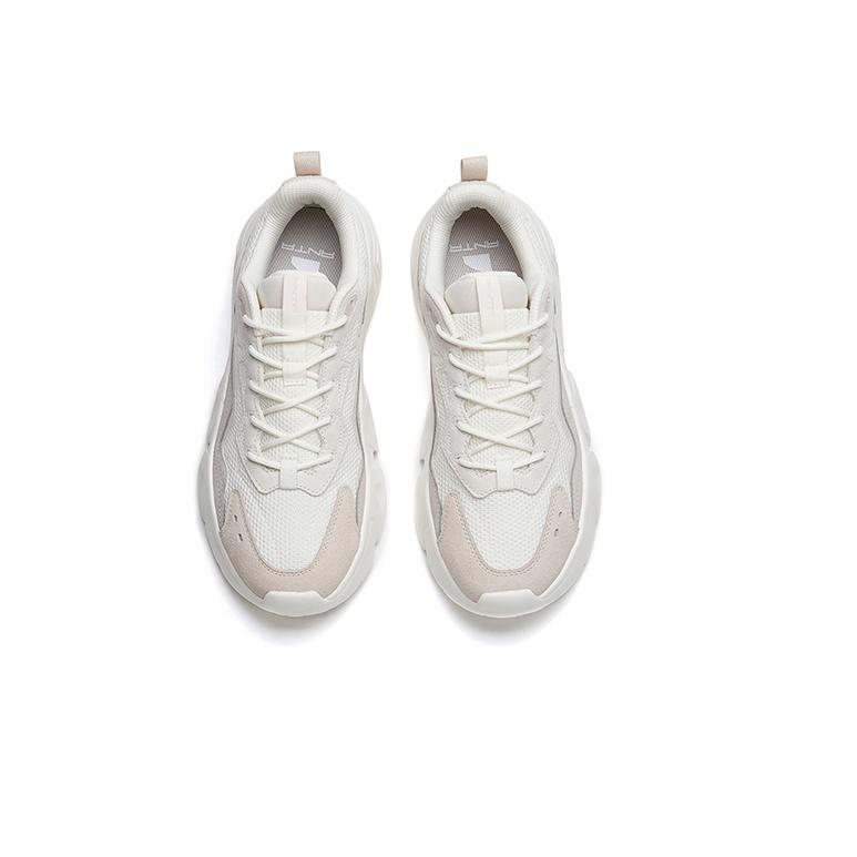 Anta Lifestyle Series Fabric Synthetic Leather Shock Absorbing Non-Slip Wear-Resistant Low-Top Casual Shoes Men Sneaker White Gray 912248825-1