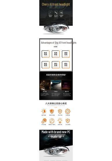 Chery A1 Front Headlight Assembly - Suitable for Driving Lights & Front Lighting. Manual Regular Quality (Driver Side) Left