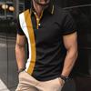 Men's Casual Chest Printed Lapel Button Versatile T-shirt