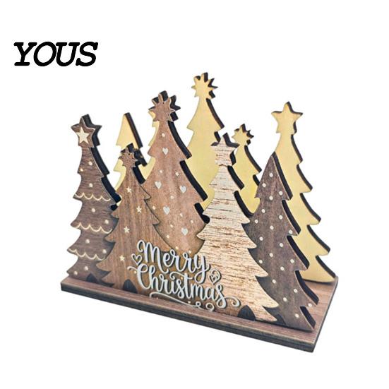 Wooden Holiday Ornament Christmas Napkin Holder for Table, Santa Snowman Reindeer Tree Cocktail Square Storage Tissue Dispenser Winter Parties,