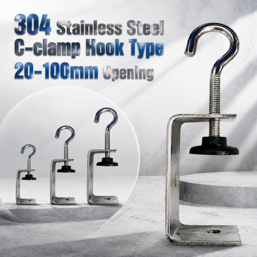 304 Stainless Steel Square Clamp Hook Type Fixed Holder Clip C-clamp Hardware Fasteners