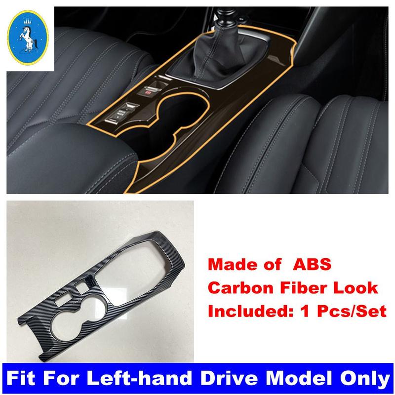 ABS Carbon Fiber Central Control Gear Shift Panel Water Cup Frame Decoration Accessories Cover Trim For Peugeot 208 - 2025