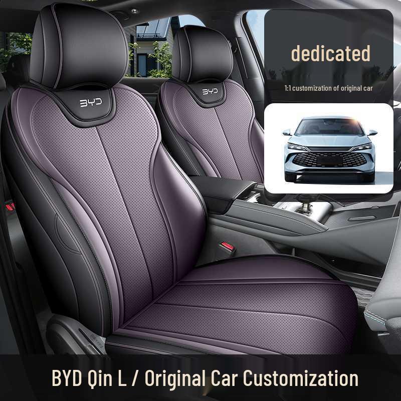 BYD Qin L D-MI Special Perforated Leather Full Surround Seat Cover - Breathable, All-Season Universal Cushion.