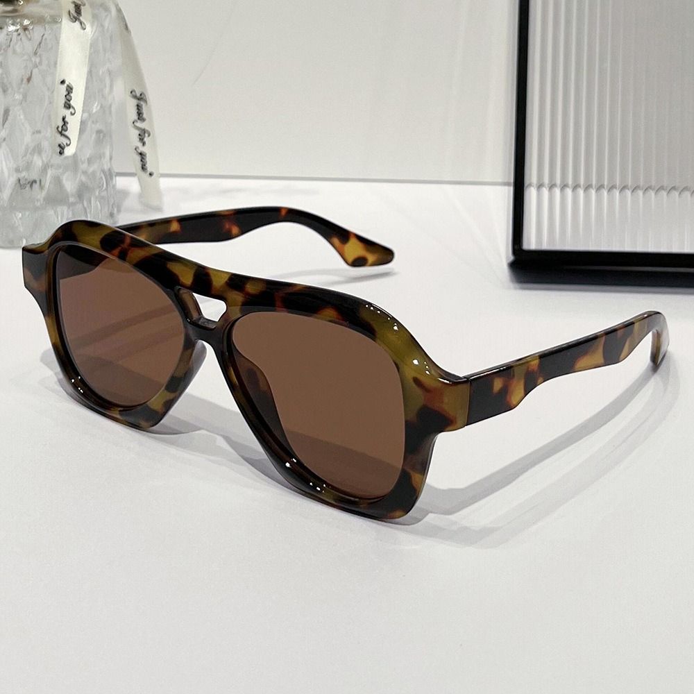 Oversized Double Bridge Sunglasses Retro Black Shades Trendy Pilot Sun Glasses UV4 Eyewear Women Sun Glasses Y2K Eyewear