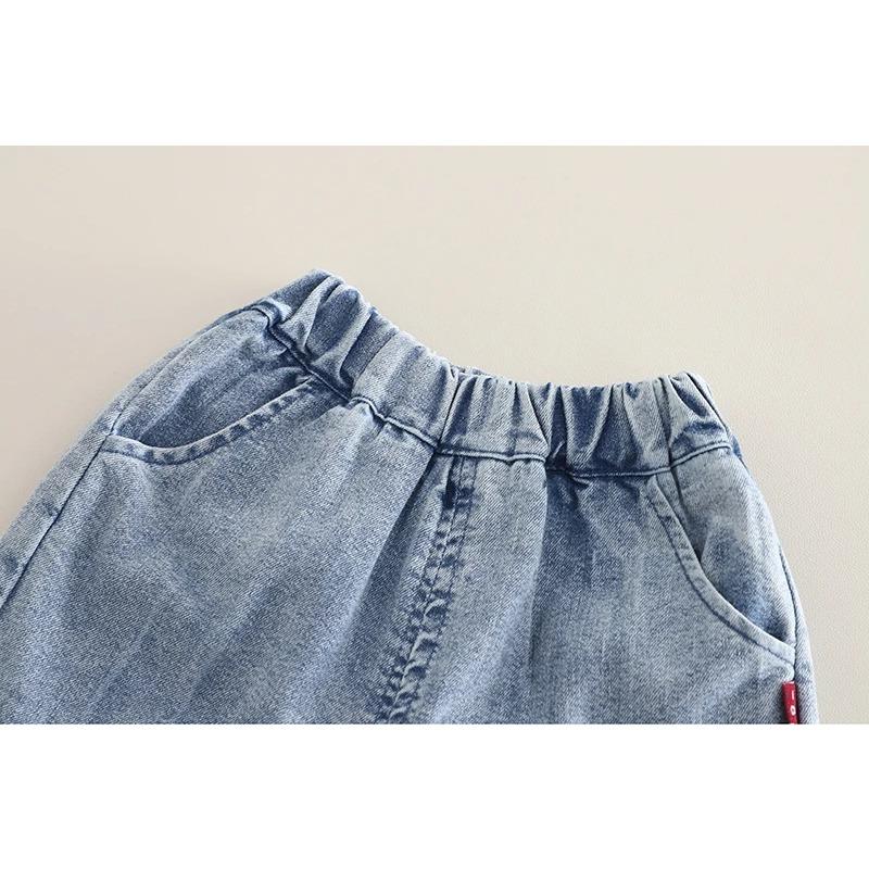 Children Cotton Clothes Summer Boy Causal Denim T Shirt Short Set Infant Kid Fashion Toddler Tracksuit