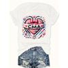 European Size Women'S Casual CMA Nurse T-Shirt - Short Sleeve, Round Neck, Geometric Heart & Stethoscope Print, Soft Polyester Blend