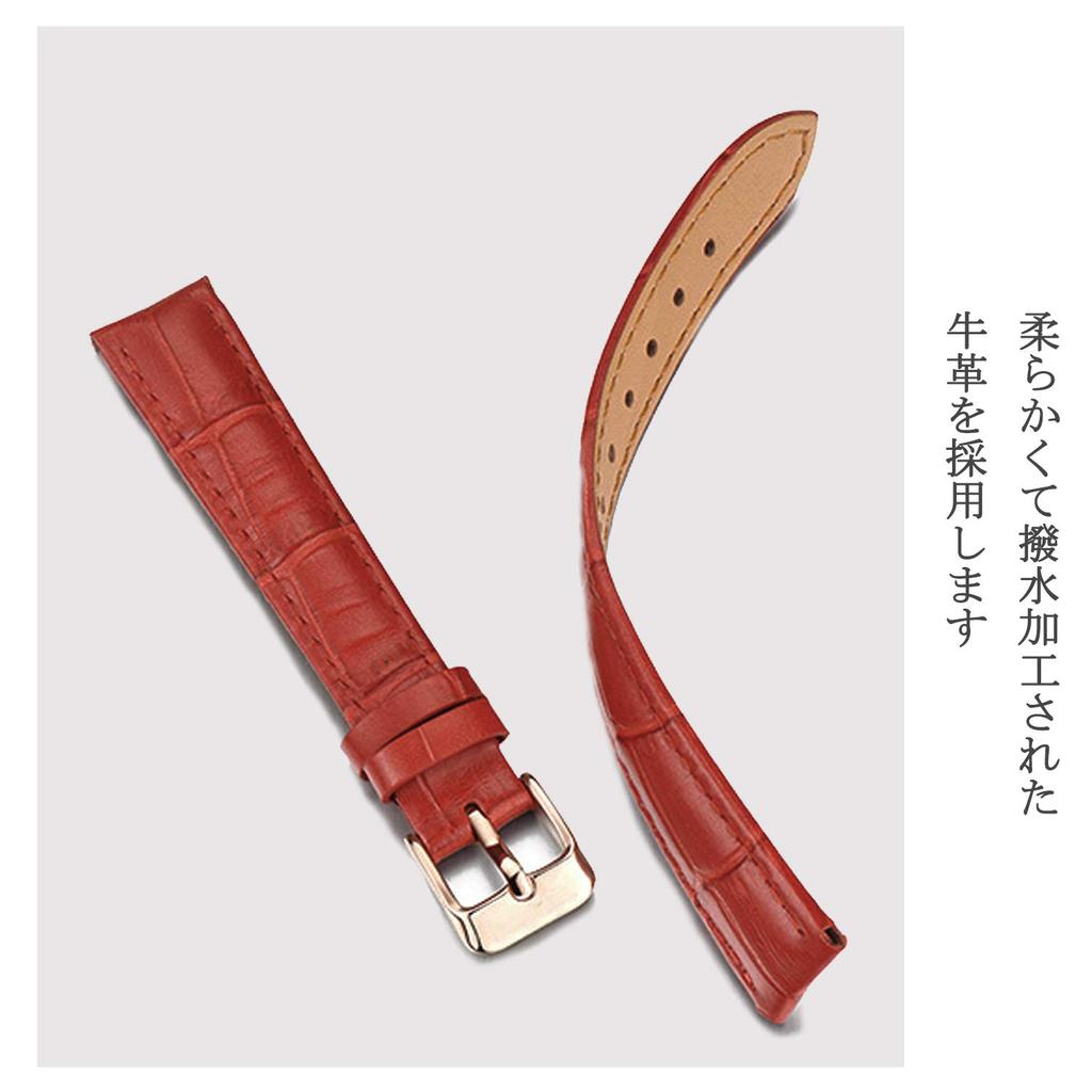 RORIOS Women's Crystal Sparkling Watch, Elegant and Cute, Waterproof Quartz Movement with Analog Display, Strap Type, Genuine Leather, Red