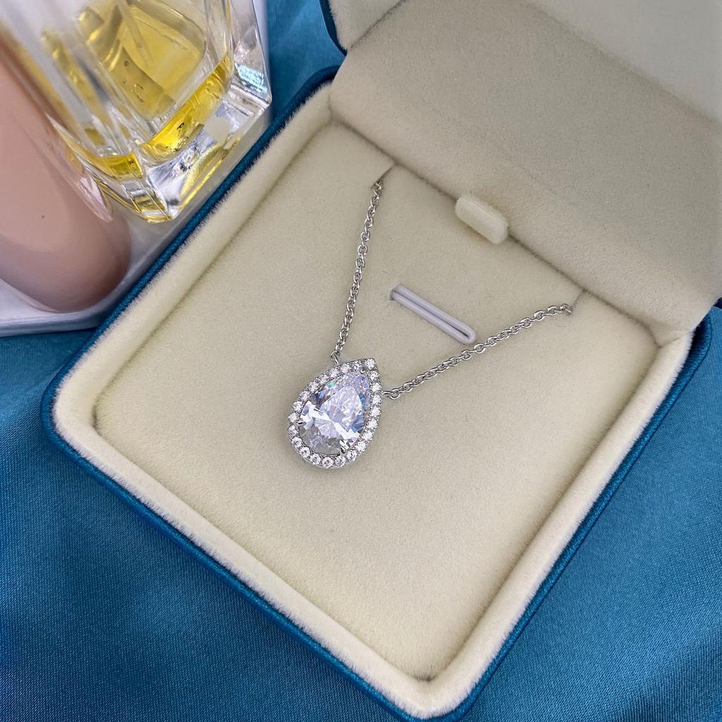 Tancise Jewelry S925 Silver Pendant Inlaid with 8*12 Drop-shaped High Carbon Diamond Fashion Women Necklace 40+5.