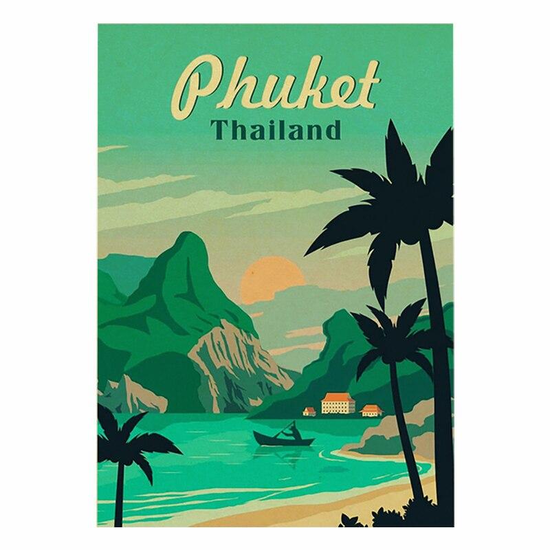 Vintage Travel Cities Metal Plaque Signs  Italy Japan Thailand Tahiti Landscapes  Retro Poster Art for Home Bar Pub Club Deco