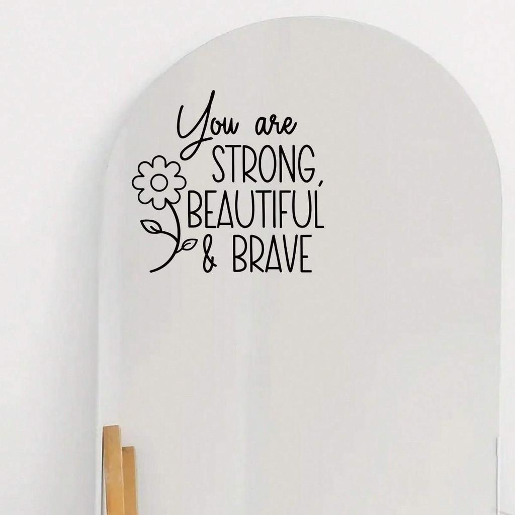 BRUP Affirmation Cards"You Are Strong Beautiful Brave"English Mirror Stickers For Bedroom Cloakroom Window Decoration Wall
