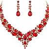 Newlywed Rhinestone Crystal Necklace And Earrings Set - Luxurious Jewelry Set For Ladies' Dance And Banquet Events