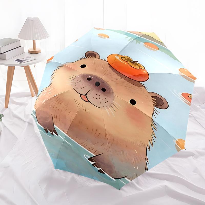 

Persimmon-Themed Auto-Opening Folding Umbrella with 8-Bone Iron Frame - Perfect for Fans, Travelers, and Daily Use!0104448a