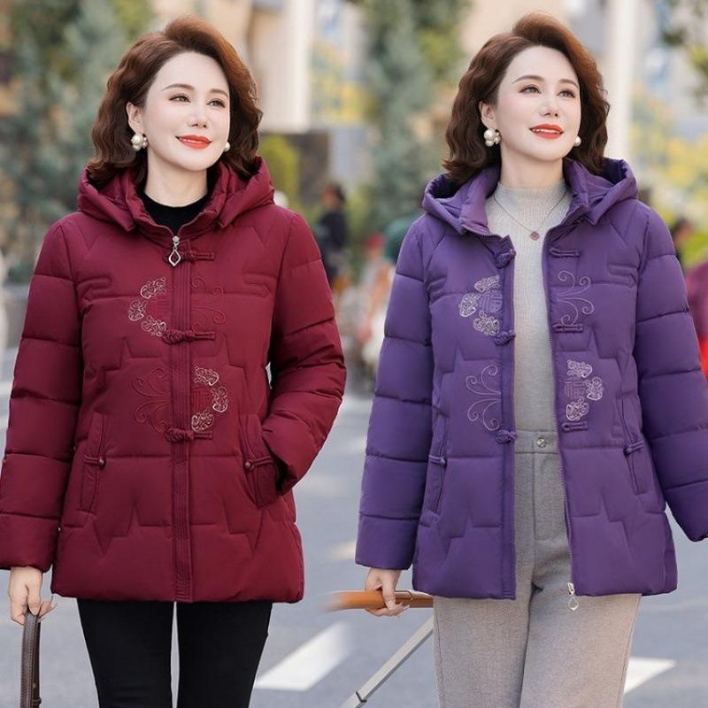 Winter down cotton-padded clothes female mother down thickened cotton-padded clothes jacket old lady hooded cotton-padded jacket