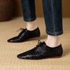 Fashion 2025 Summer New Women Flat Shoes Round Toe Hollow Out Basic Casual Working Comfortable Soft Genuine Leather Shoes Woman Concise