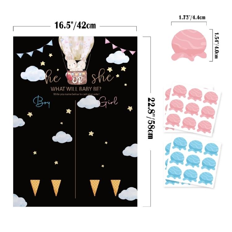 Gender Reveal Party Poster Games Blue and Pink Voting Stickers for Baby Shower