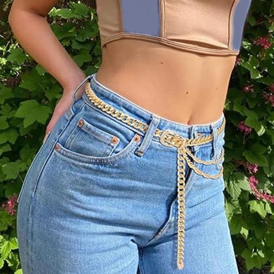 Metal Waist Chain for Women Single/Multi-layer Adjustable Long Chain Belt Body Belly Jewelry for Dresses Jeans Trousers