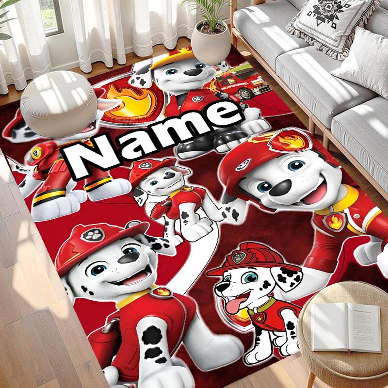 Custom Name Personalized PAW Patrol Print Carpet, Versatile Home Decor Rug, for Playroom, Apartment, Balcony, Entryway, Hallway Gift