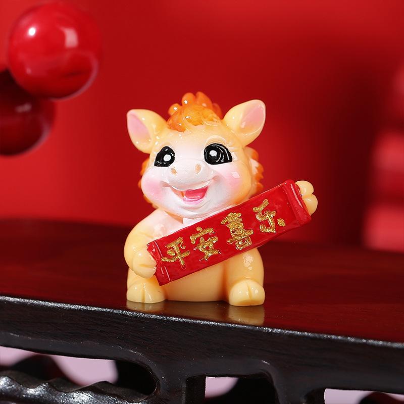 1/2Pcs Lifelike Zodiac Horse Mascot Ornament Resin 2026 Horse Year Figurines Decorative Chinese Miniature Horse Figures