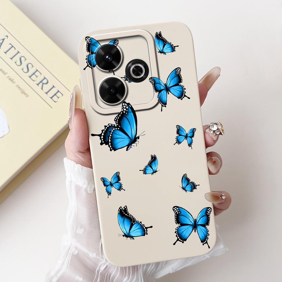 For Xiaomi Redmi 13 4G 5G Back Cover On Redmi13 5G Coque Funda Flower Butterfly Women Fashion Phone Case Liquid Silicone Shell