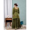 WOMEN ETHNIC CHINNON SILK SHARARA SALWAR KAMEEZ SET INDIAN PAKISTANI PARTY WEAR VFP-1883a