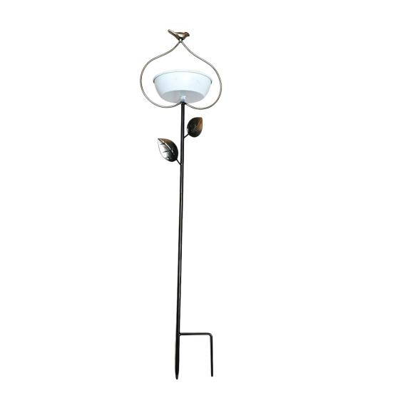 

Bird Feeder Garden Stake with Iron Bracket Deep Bowl Feeder Rust-Resistant Food And Water Holder for Courtyards And білий
