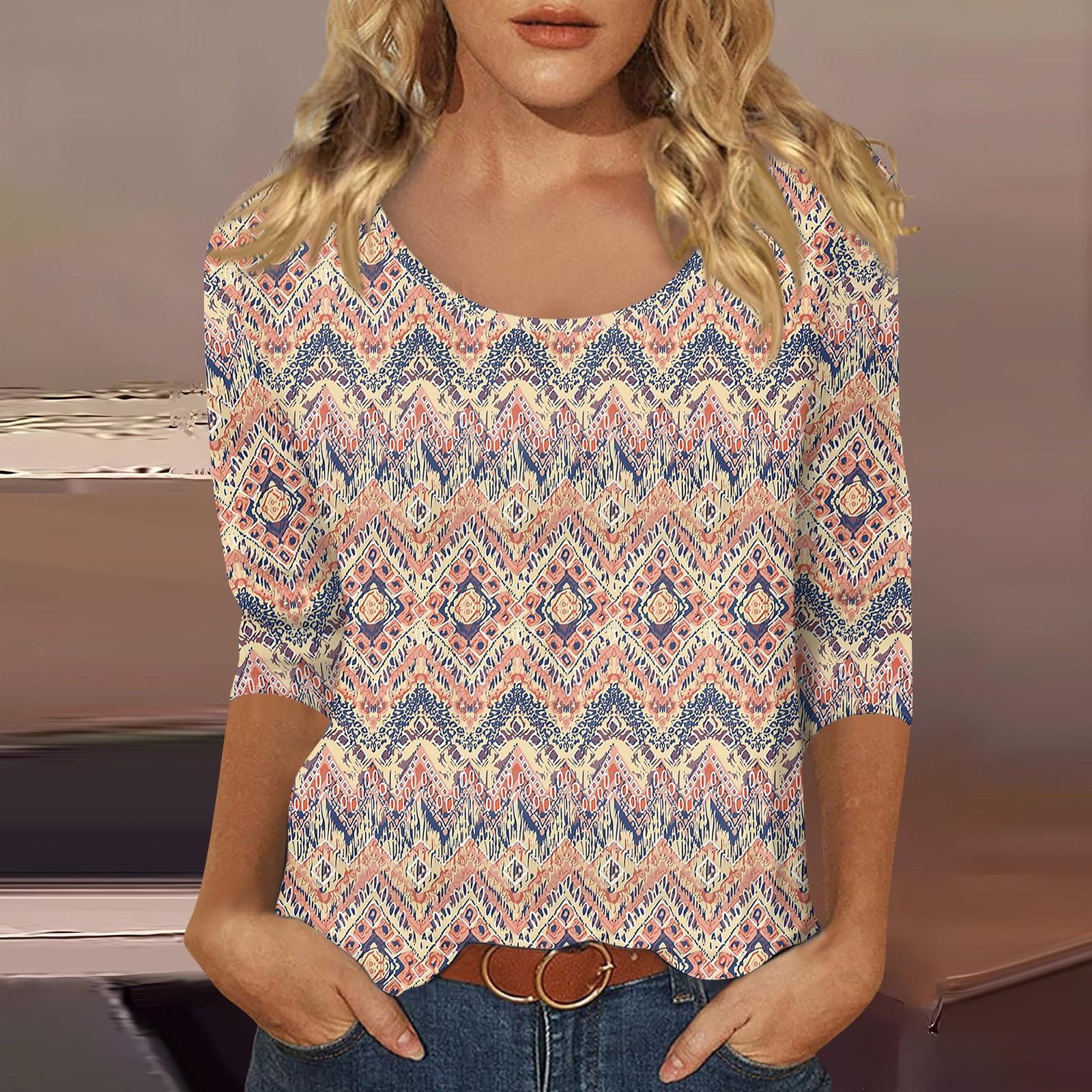 

Women s Casual Everyday 3/4 Sleeve U-neck Top S