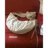 Vintage Polka Dot Niche Cute Lace-up Pleated Shoulder Crescent Saddle Bag Versatile Messenger Handbag